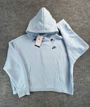 Nike Tech Fleece Women's L Hoodie Light Blue Cropped Pullover Size Large NWT
